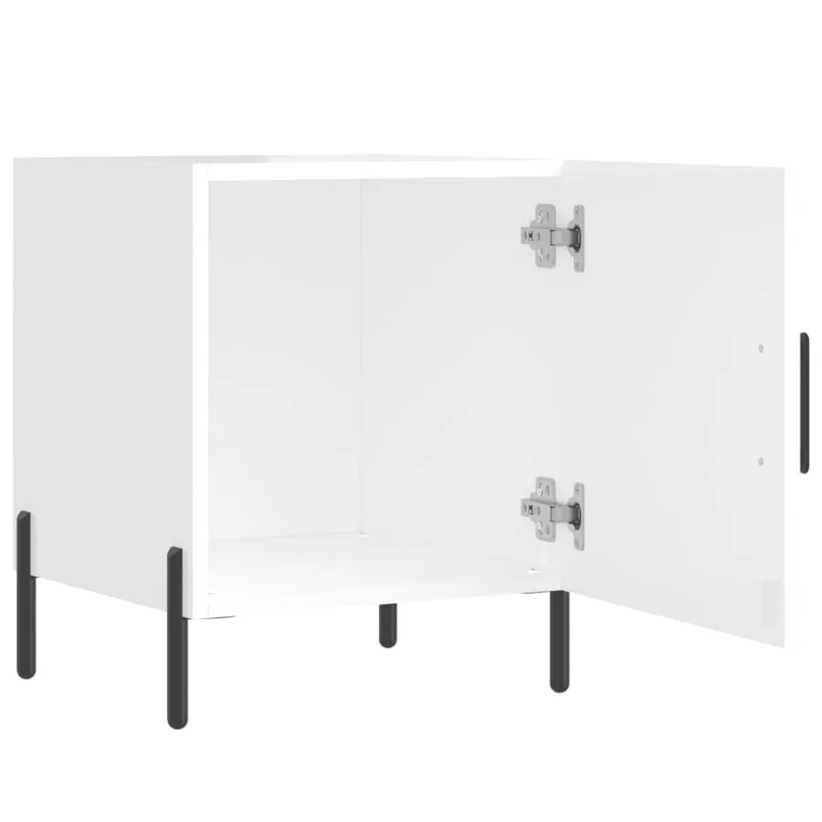 Tables de chevet 2 pcs blanc brillant 40x40x50 cm - 8