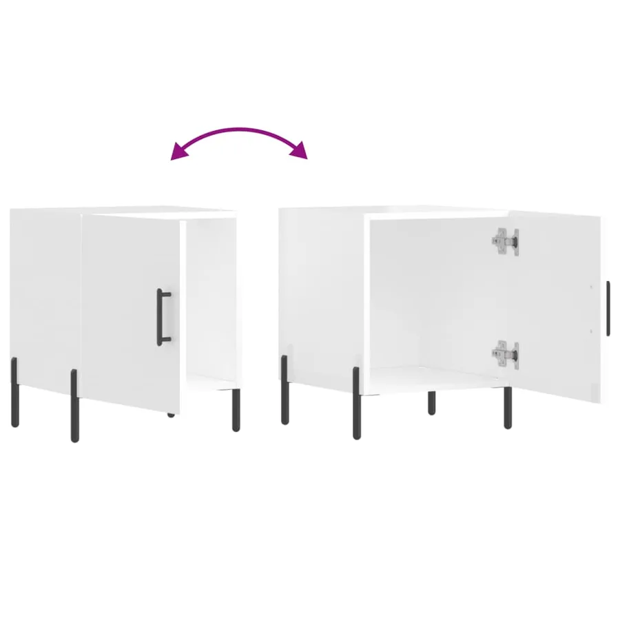 Tables de chevet 2 pcs blanc brillant 40x40x50 cm - 9