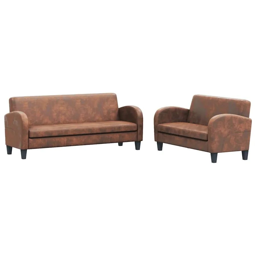 Ensemble de canapés 2 pcs Daim synthétique Marron - 2