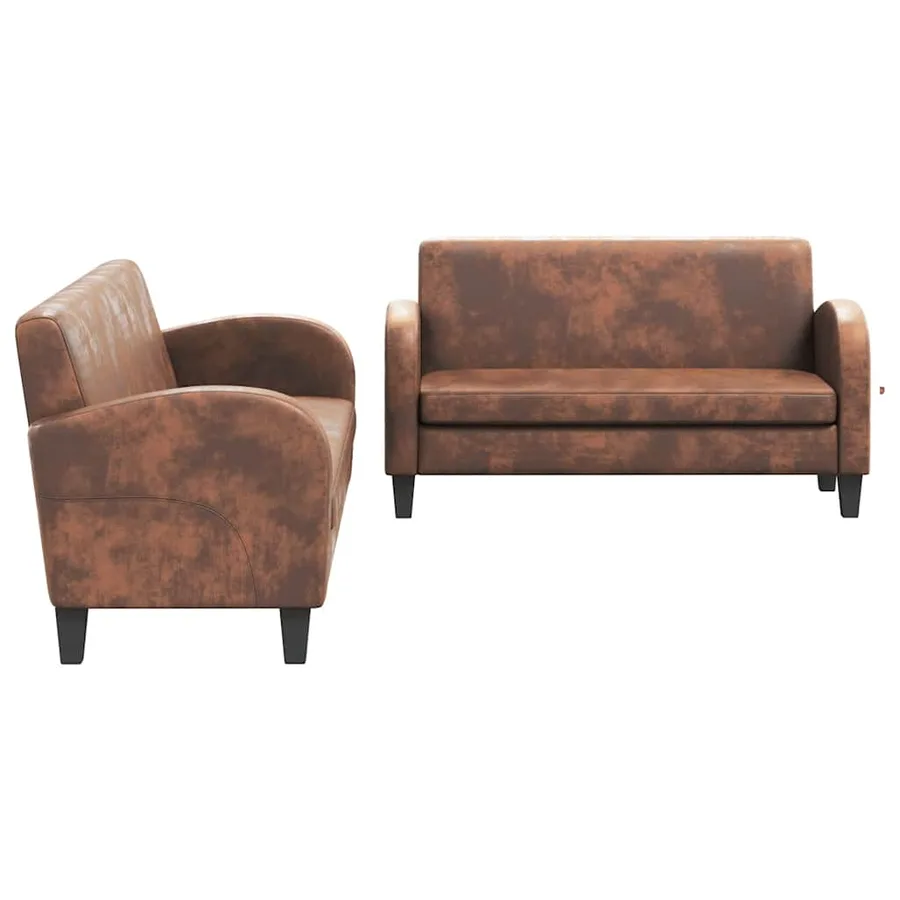 Ensemble de canapés 2 pcs Daim synthétique Marron - 7