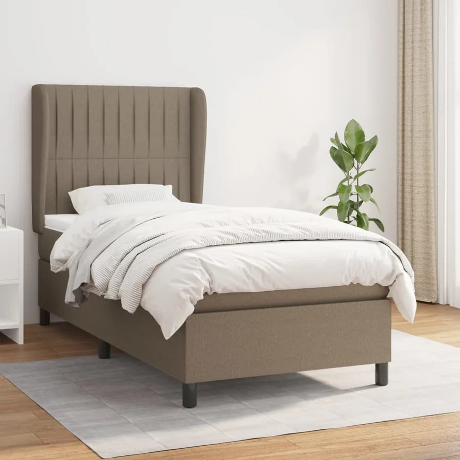 Sommier à lattes de lit avec matelas Taupe 100x200 cm Tissu