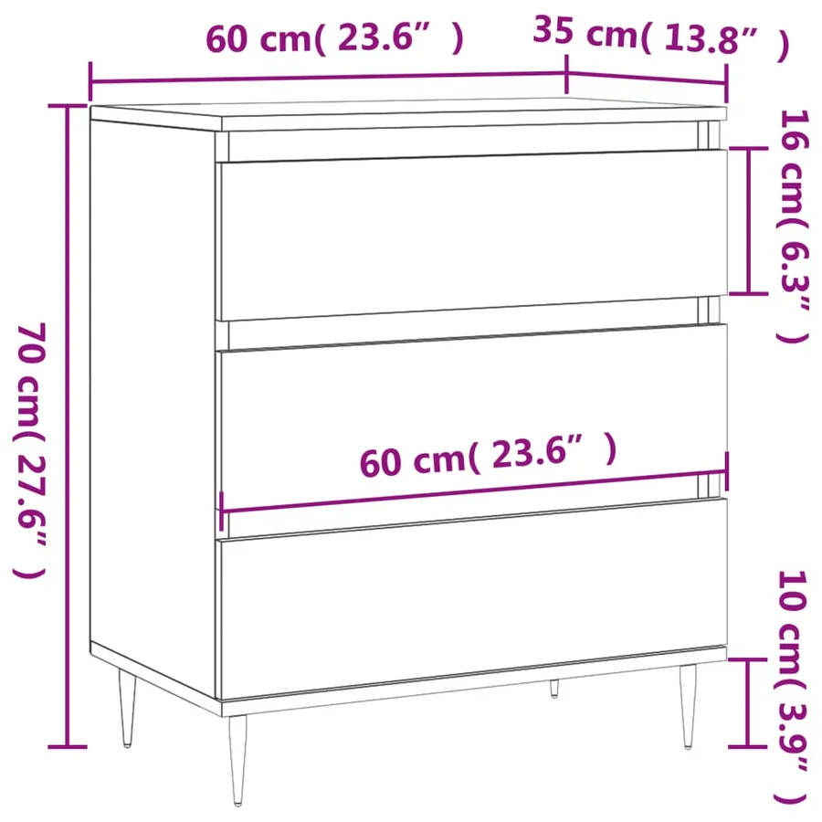 Buffet Blanc 60x35x70 cm Bois d'ingénierie - 11