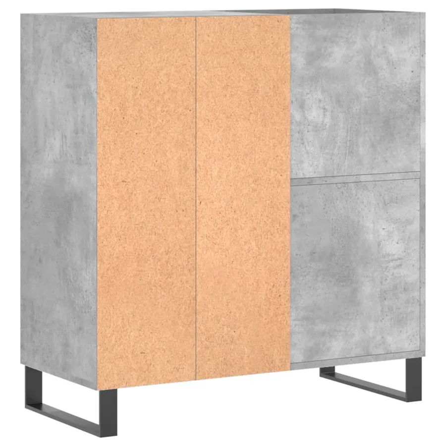 Armoire à disques gris béton 84,5x38x89 cm bois d'ingénierie - 6