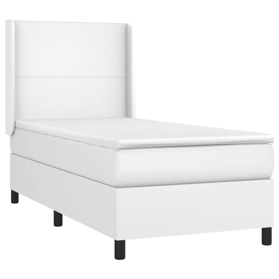 Sommier à lattes de lit avec matelas Blanc 90x190 cm Similicuir - 3