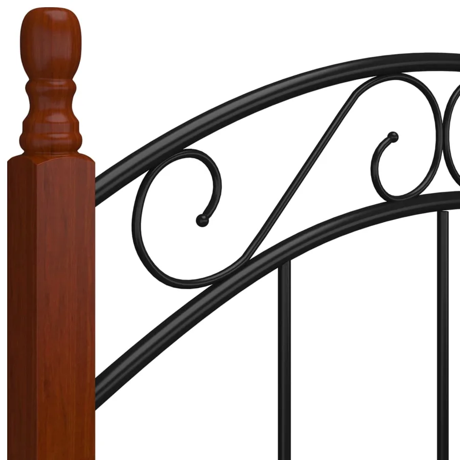Cadre de lit sans matelas noir métal bois chêne 120x200 cm - 5