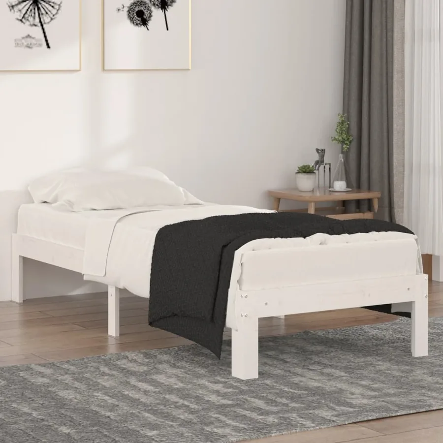 Cadre de lit sans matelas blanc 75x190 cm