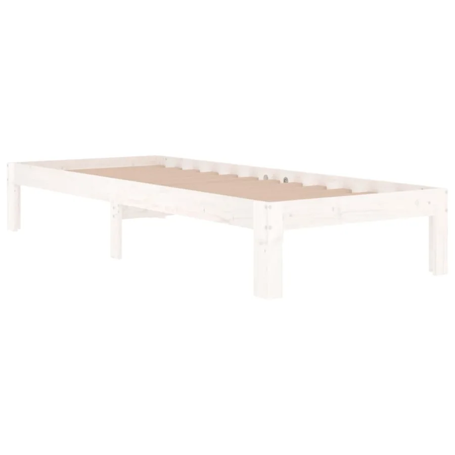Cadre de lit sans matelas blanc 75x190 cm - 3