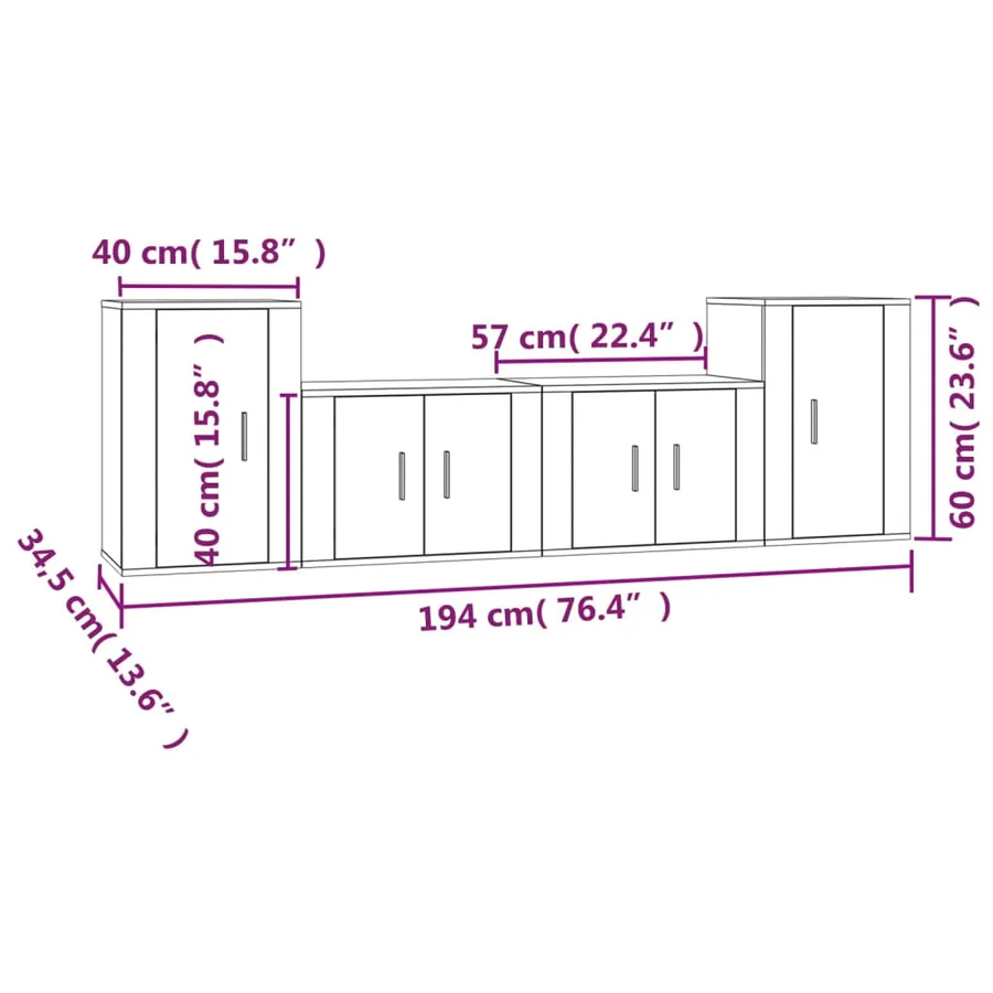 Ensemble de meubles TV 4 pcs Sonoma gris Bois d'ingénierie - 8