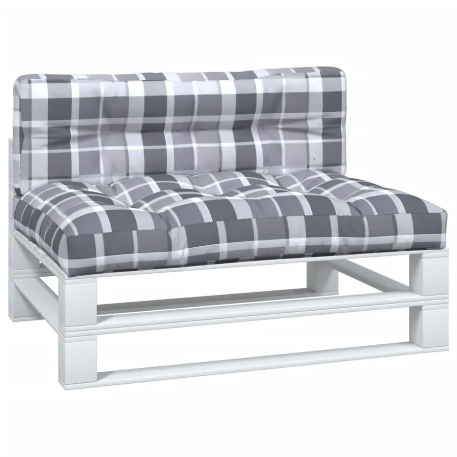 Coussins de palette lot de 2 motif à carreaux gris tissu - 3