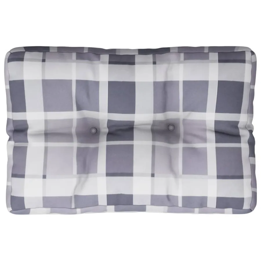 Coussin de palette motif à carreaux gris 60x40x12 cm tissu - 2