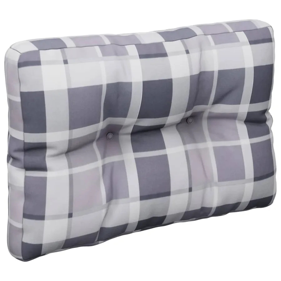 Coussin de palette motif à carreaux gris 60x40x12 cm tissu - 4