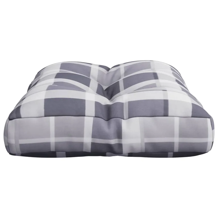 Coussin de palette motif à carreaux gris 60x40x12 cm tissu - 6
