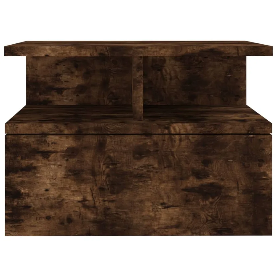Table de chevet flottante Chêne fumé 40x31x27cm Bois ingénierie - 4