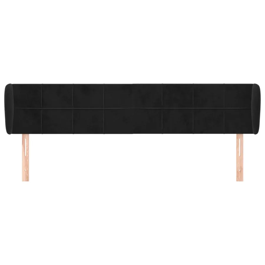 Tête de lit avec oreilles Noir 163x23x78/88 cm Velours - 3