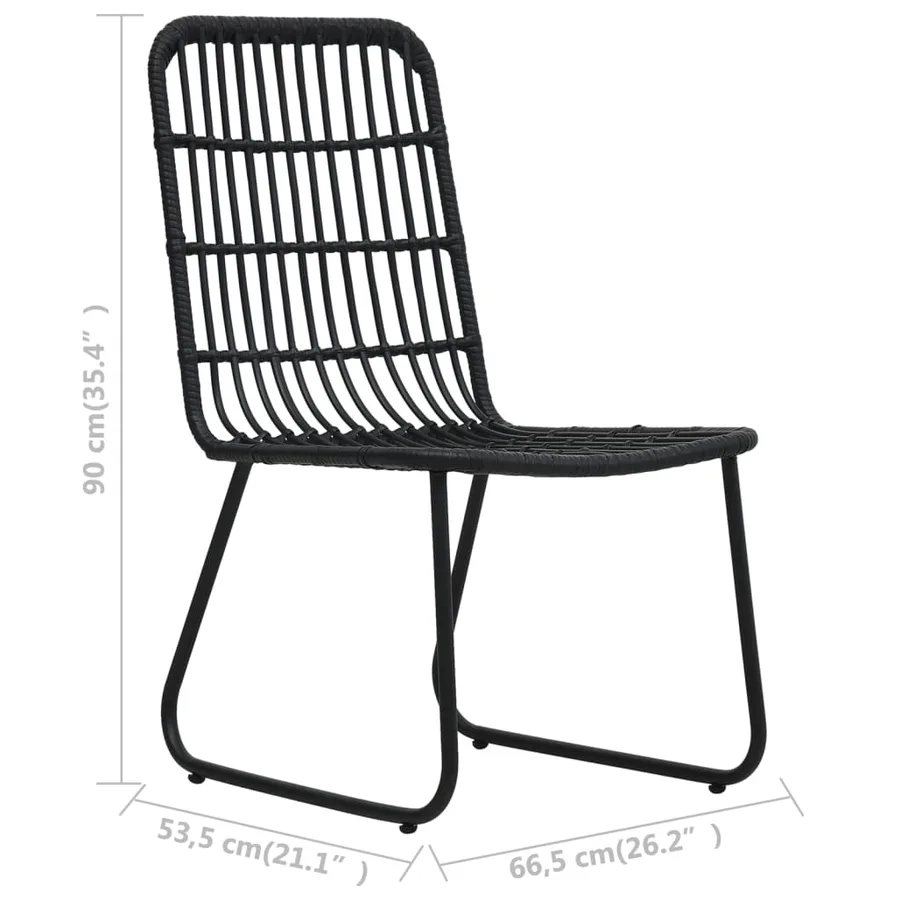 Ensemble de bistro 3 pcs Résine tressée Noir - 8