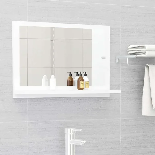 Miroir de salle de bain Blanc 60x10,5x37 cm Bois d’ingénierie