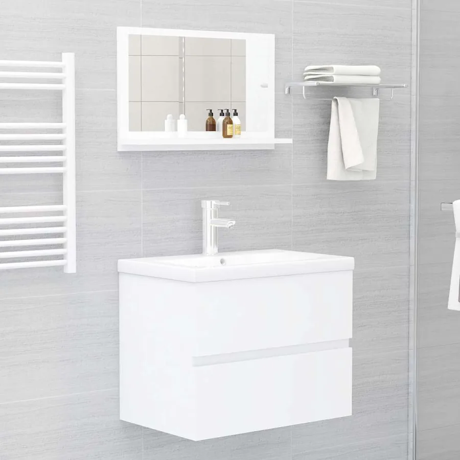 Miroir de salle de bain Blanc 60x10,5x37 cm Bois d’ingénierie - 6
