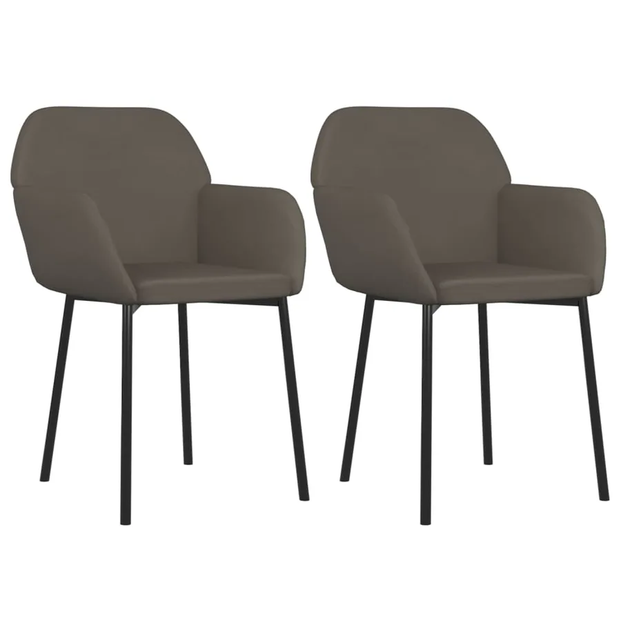 Chaises à manger lot de 2 Gris foncé Velours - 2
