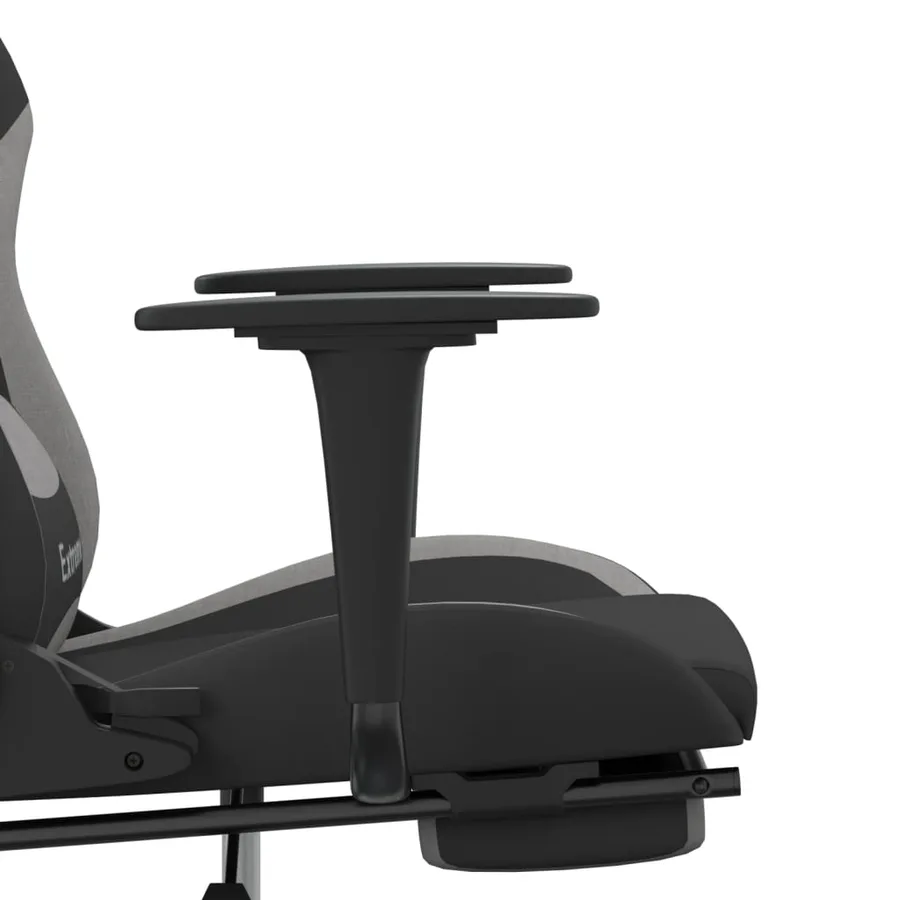 Chaise de jeu avec repose-pied Noir et gris clair Tissu - 11