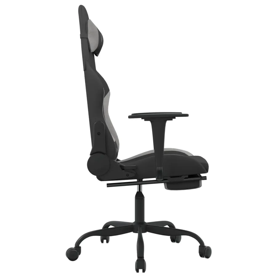 Chaise de jeu avec repose-pied Noir et gris clair Tissu - 4