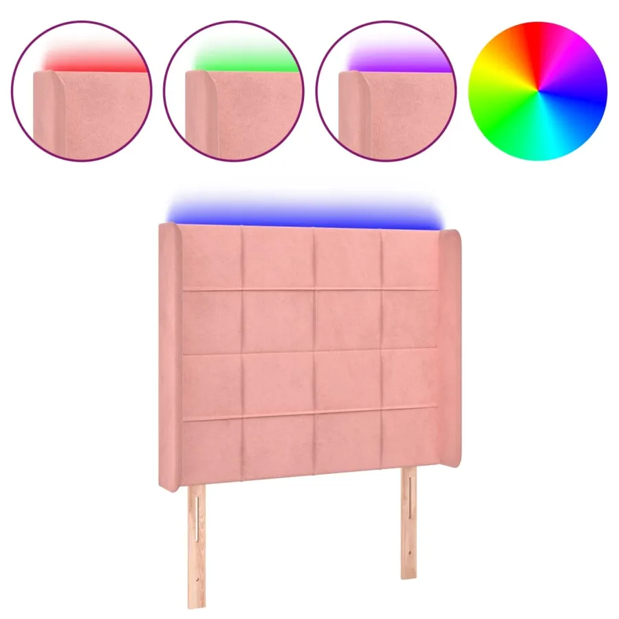 Tête de lit à LED Rose 93x16x118/128 cm Velours - 2