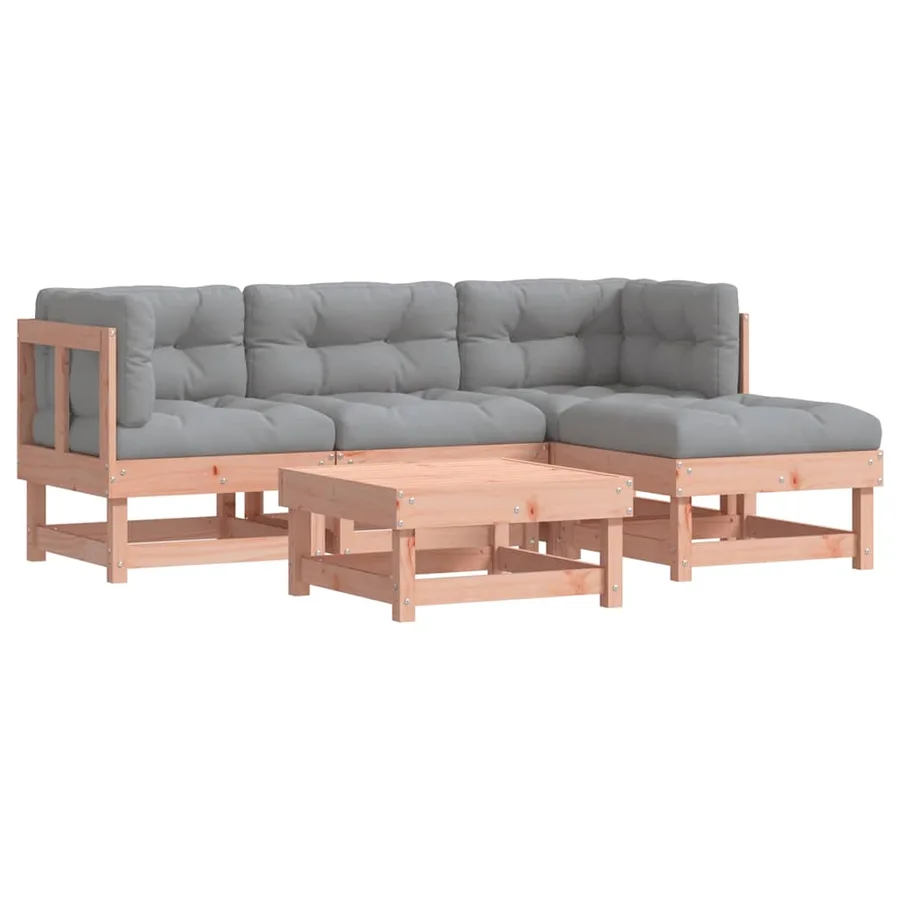 Salon de jardin 5 pcs avec coussins bois massif douglas - 2