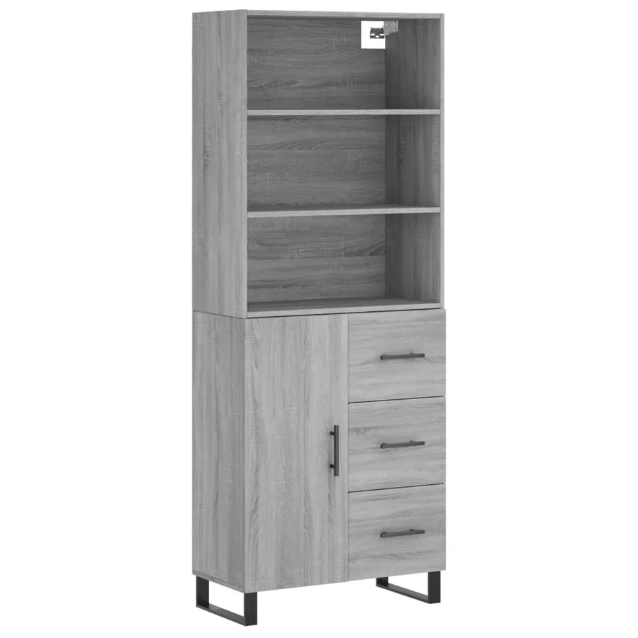Buffet haut Sonoma gris 69,5x34x180 cm Bois d'ingénierie - 2