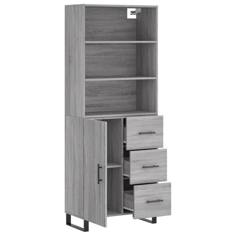 Buffet haut Sonoma gris 69,5x34x180 cm Bois d'ingénierie - 4