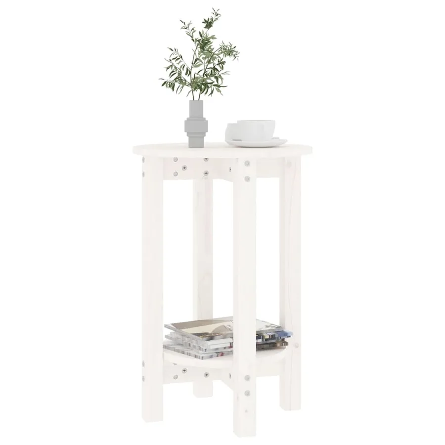 Table basse Blanc Ø 40x60 cm Bois massif de pin - 4