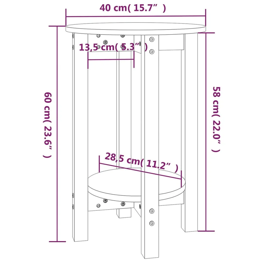 Table basse Blanc Ø 40x60 cm Bois massif de pin - 8