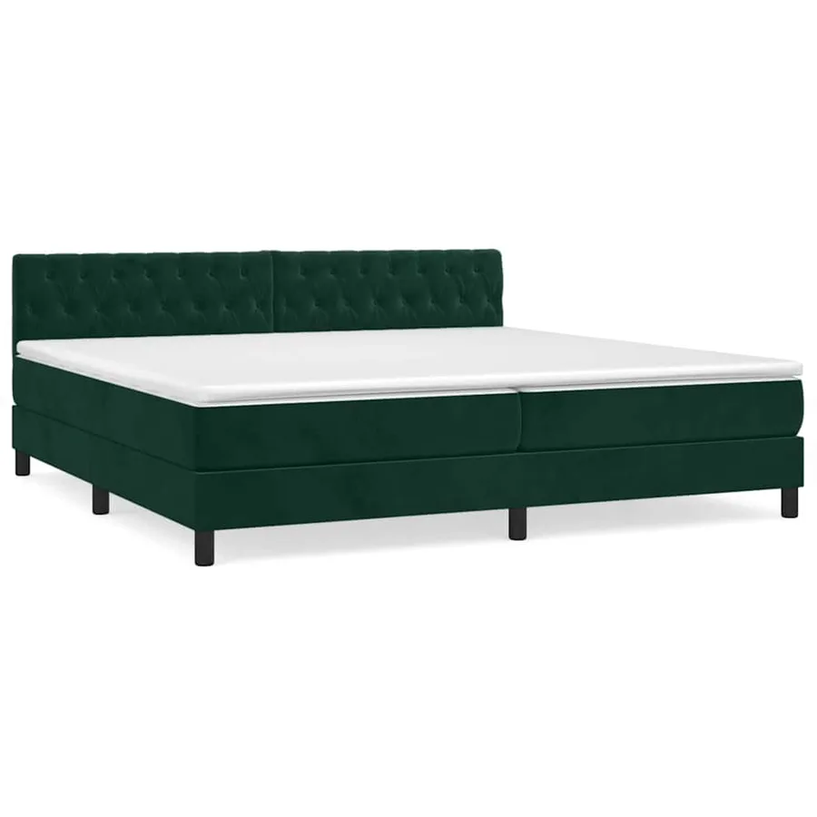 Sommier à lattes de lit et matelas Vert foncé 200x200cm Velours - 2