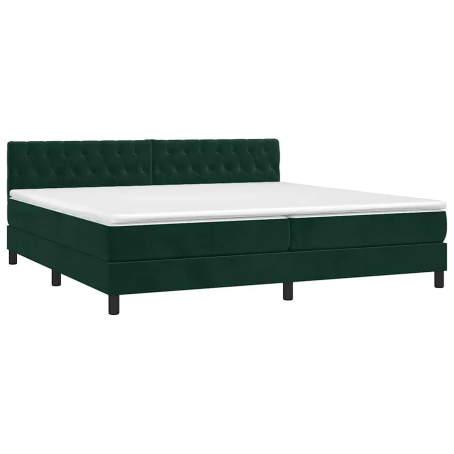 Sommier à lattes de lit et matelas Vert foncé 200x200cm Velours - 3
