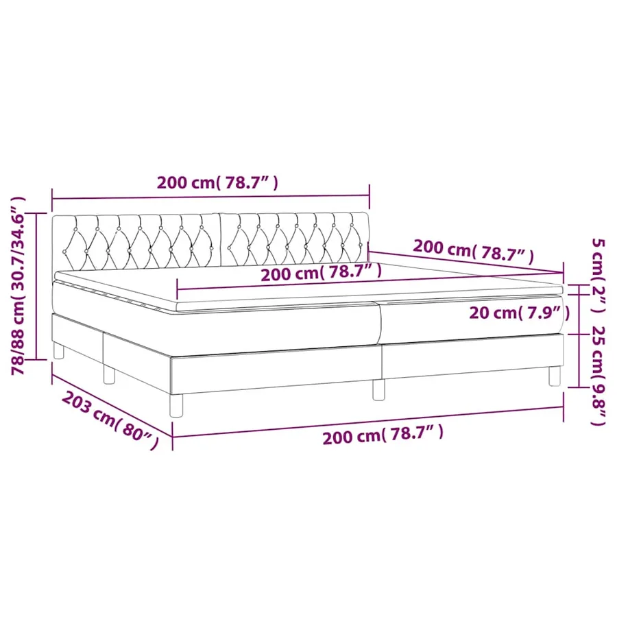 Sommier à lattes de lit et matelas Vert foncé 200x200cm Velours - 8