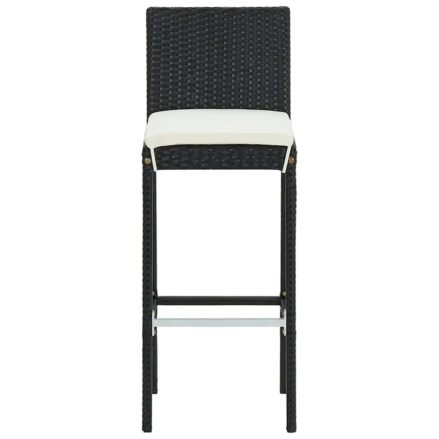 Ensemble de bar de jardin 9 pcs et coussins Résine tressée Noir - 9