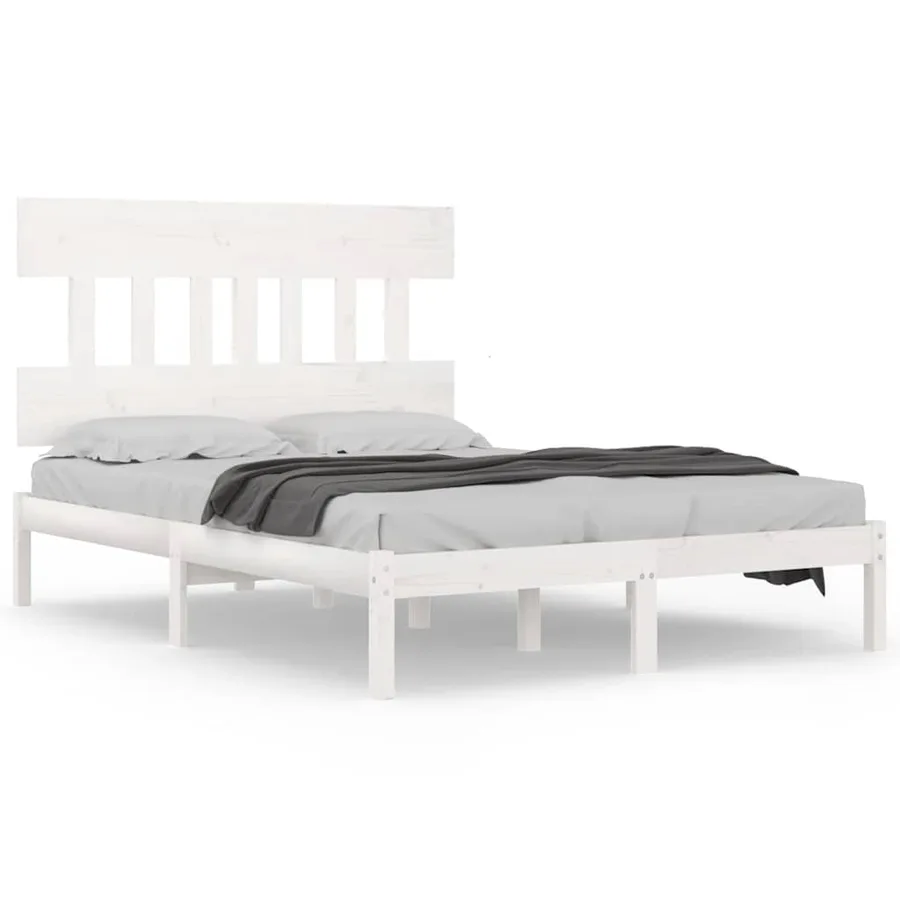 Cadre de lit Blanc Bois massif 200x200 cm - 2