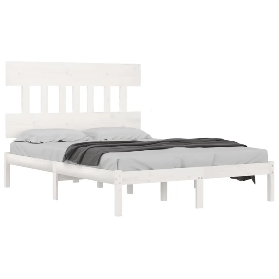 Cadre de lit Blanc Bois massif 200x200 cm - 3