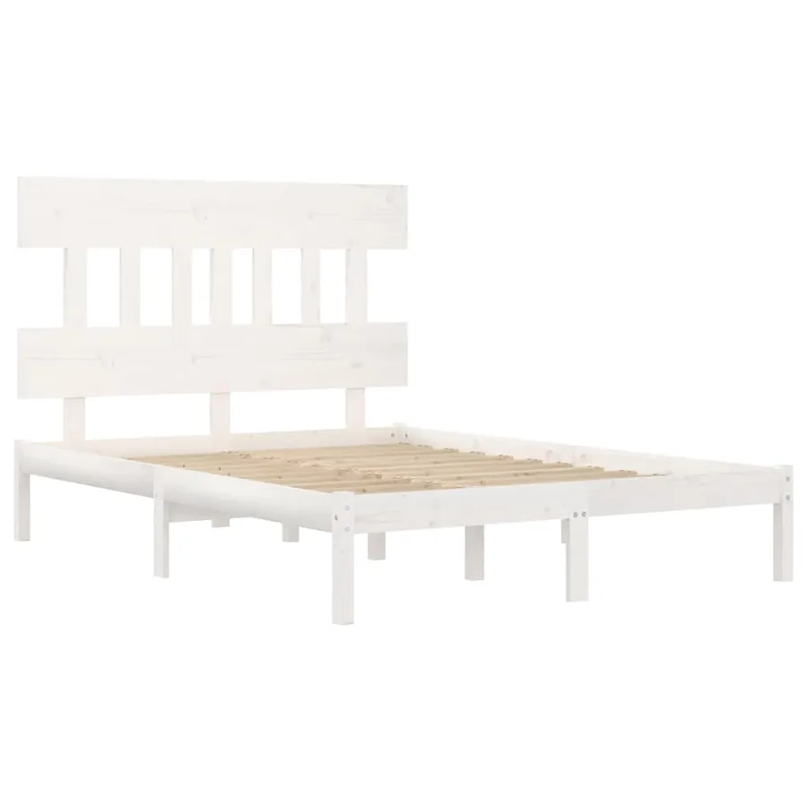 Cadre de lit Blanc Bois massif 200x200 cm - 4