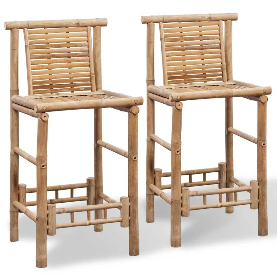 Tabourets de bar lot de 2 bambou - 2