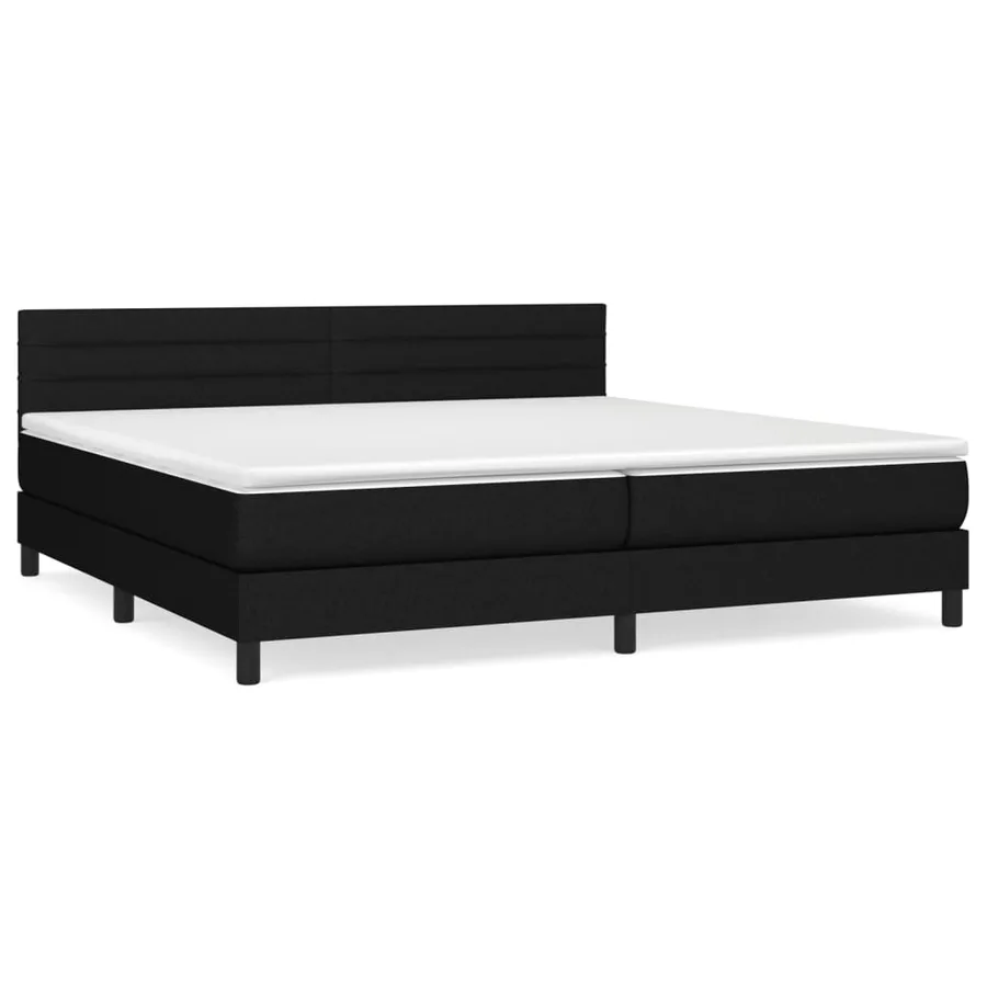 Sommier à lattes de lit avec matelas Noir 200x200 cm Tissu - 2