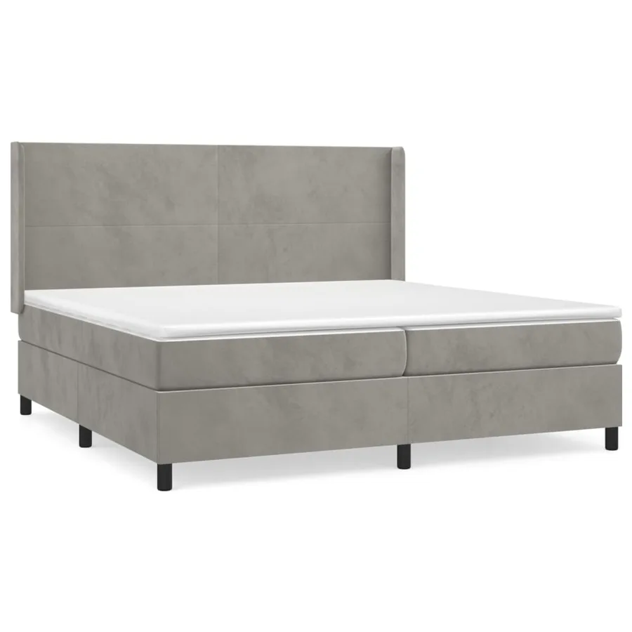 Sommier à lattes de lit et matelas Gris clair 200x200cm Velours - 2