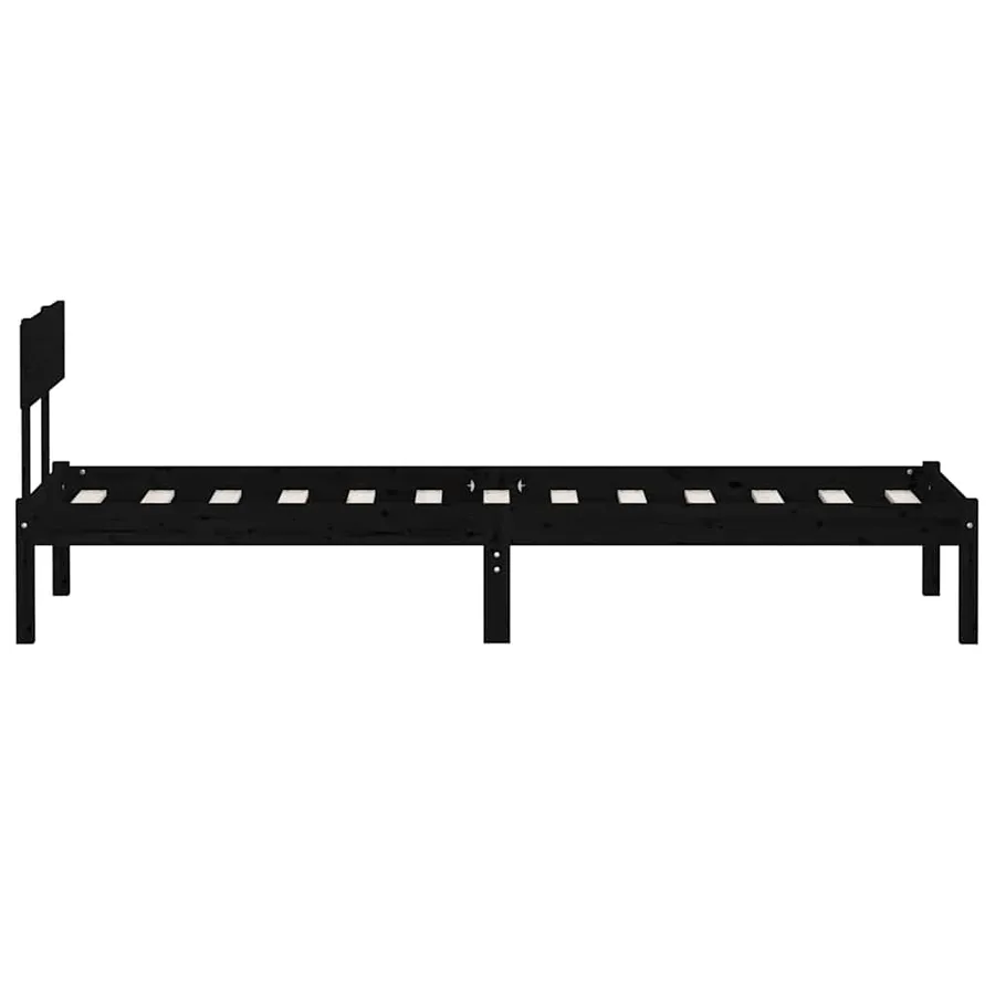 Cadre de lit sans matelas noir bois massif 100x200 cm - 5
