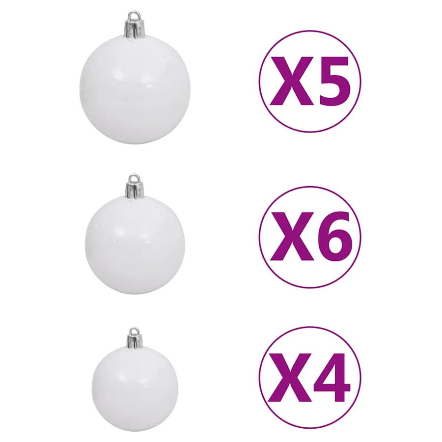Demi-arbre de Noël artificiel pré-éclairé et boules vert 150 cm - 10