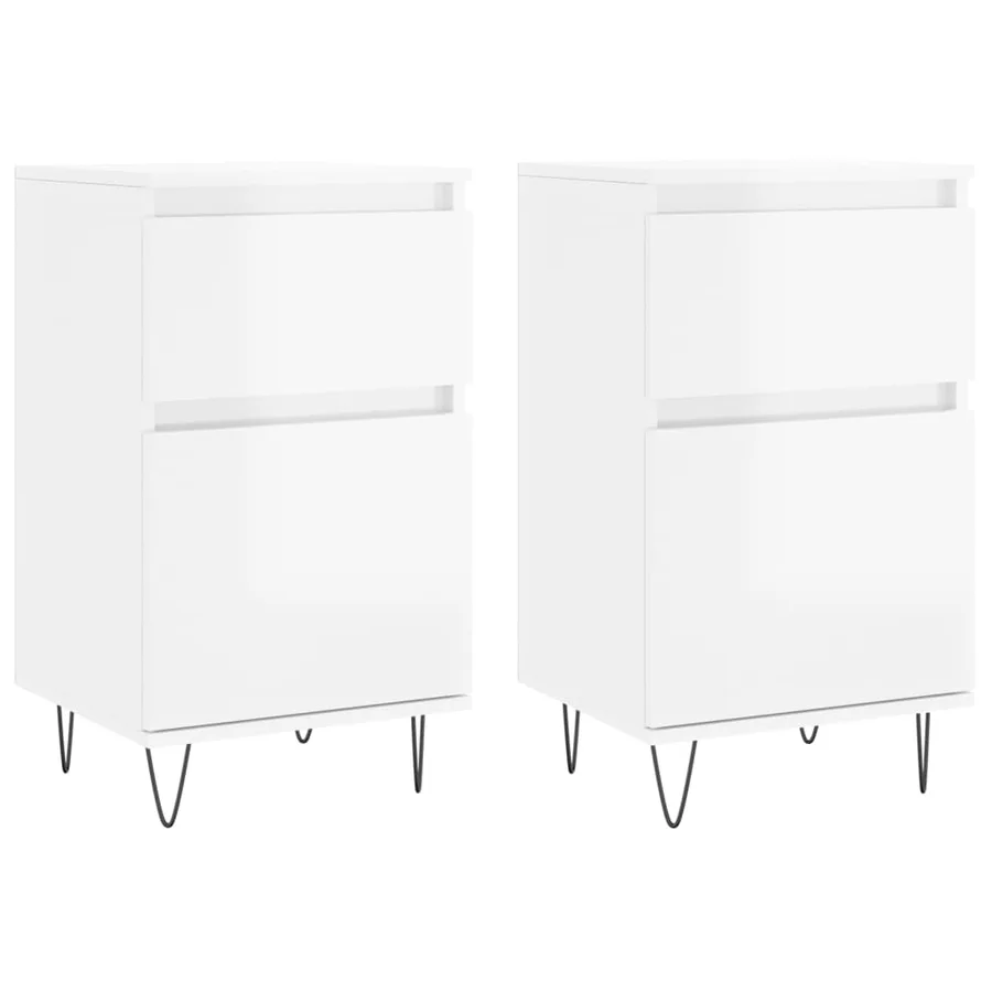 Buffets 2 pcs blanc brillant 40x35x70 cm bois d'ingénierie - 2