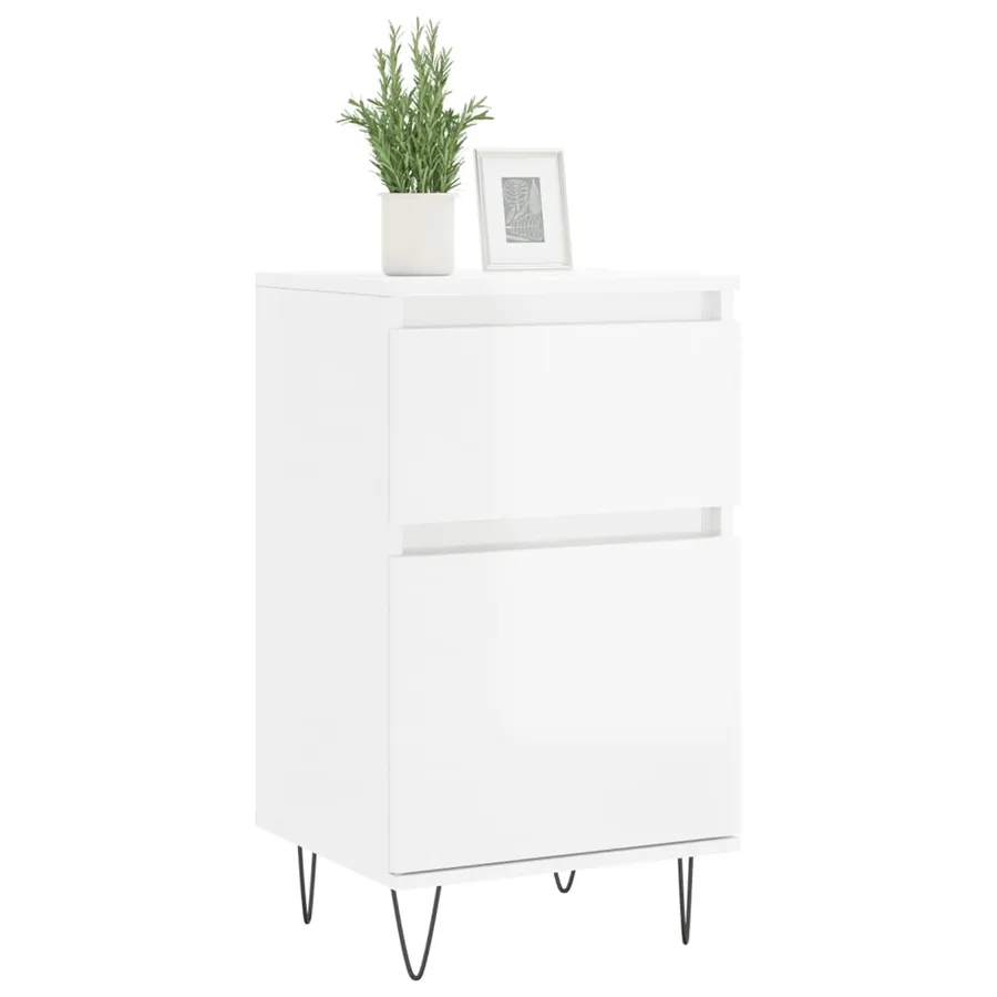 Buffets 2 pcs blanc brillant 40x35x70 cm bois d'ingénierie - 3
