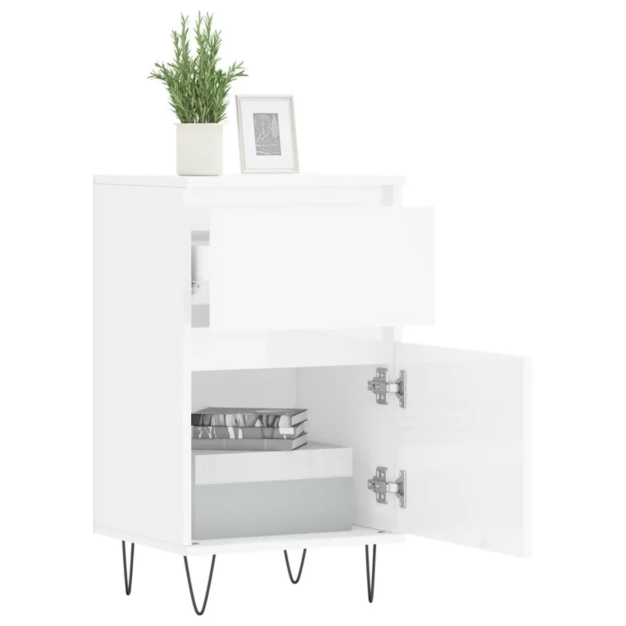 Buffets 2 pcs blanc brillant 40x35x70 cm bois d'ingénierie - 4