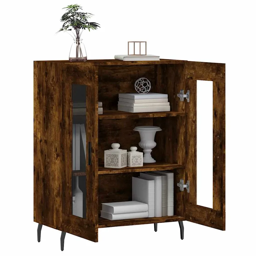 Buffet chêne fumé 69,5x34x90 cm bois d'ingénierie - 4