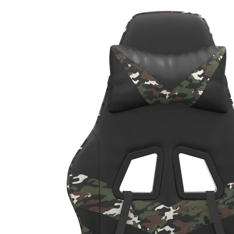 Chaise de jeu pivotante repose-pied Noir camouflage Similicuir - 10