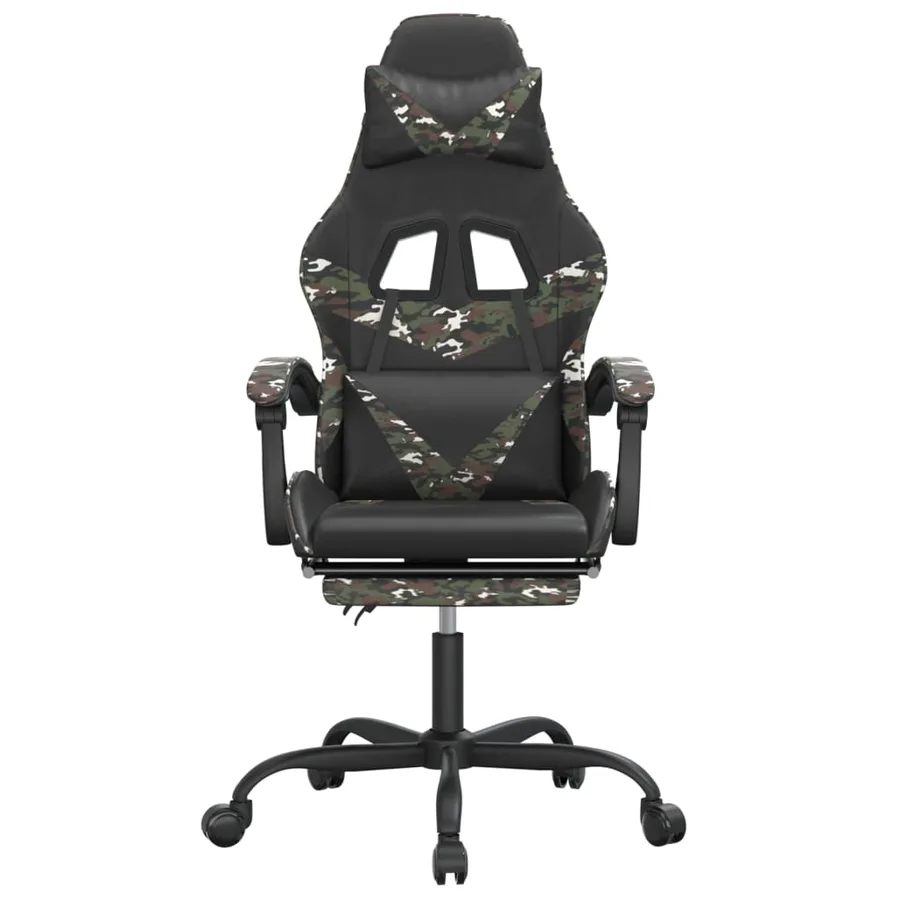 Chaise de jeu pivotante repose-pied Noir camouflage Similicuir - 3