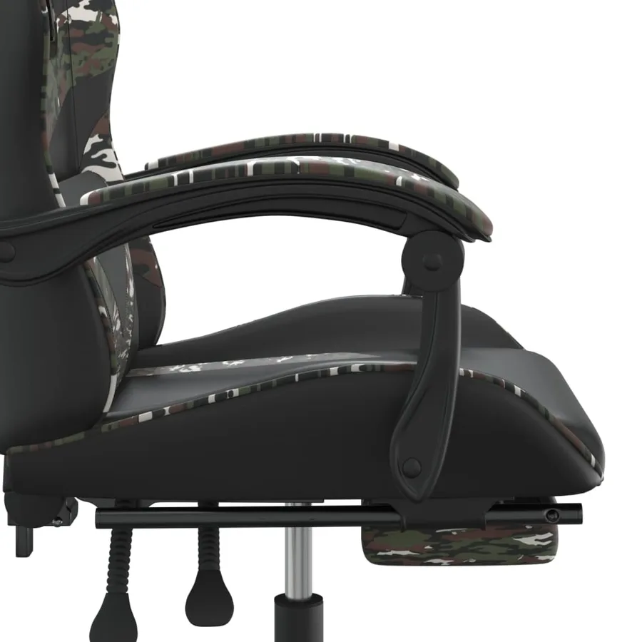 Chaise de jeu pivotante repose-pied Noir camouflage Similicuir - 8