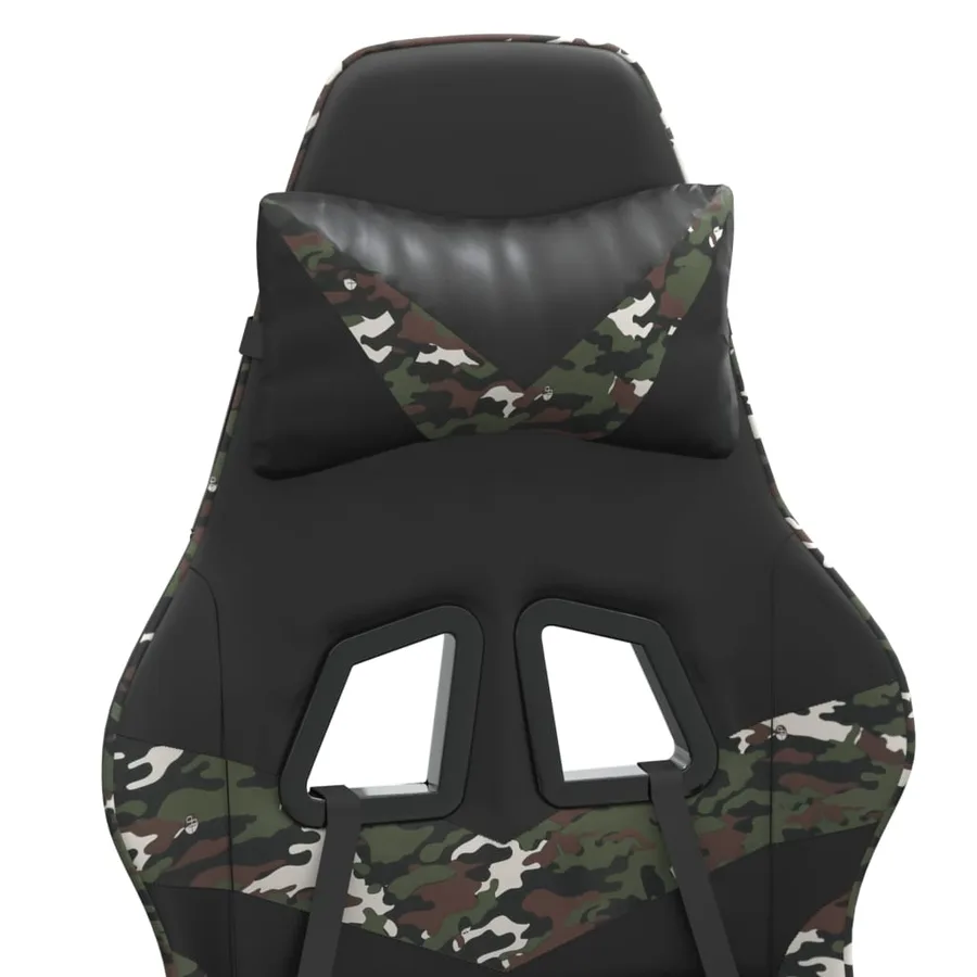 Chaise de jeu pivotante repose-pied Noir camouflage Similicuir - 9